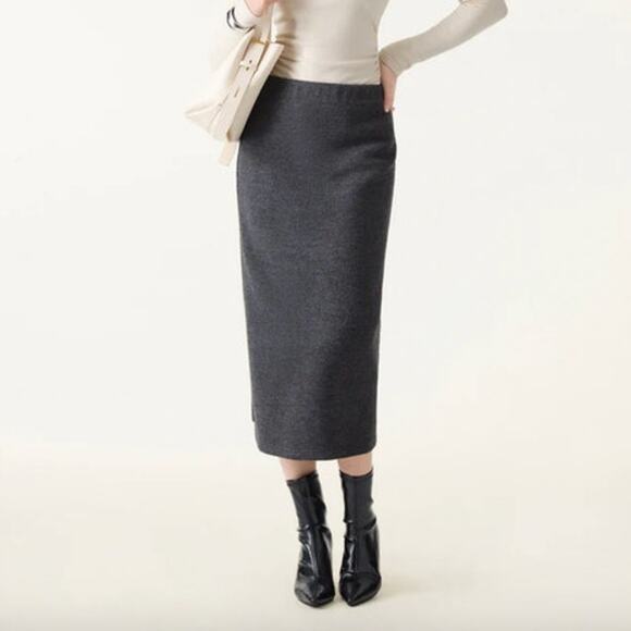 OGL Dresses & Skirts - OGL Skirt Size M NEW Ribbed H-line Pull-on Midi Skirt Heather Black Gray